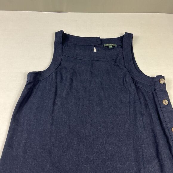 For Cynthia Lagenlook Linen Blend Shift Dress Blue Sleeveless Casual Relaxed S - Picture 3 of 10